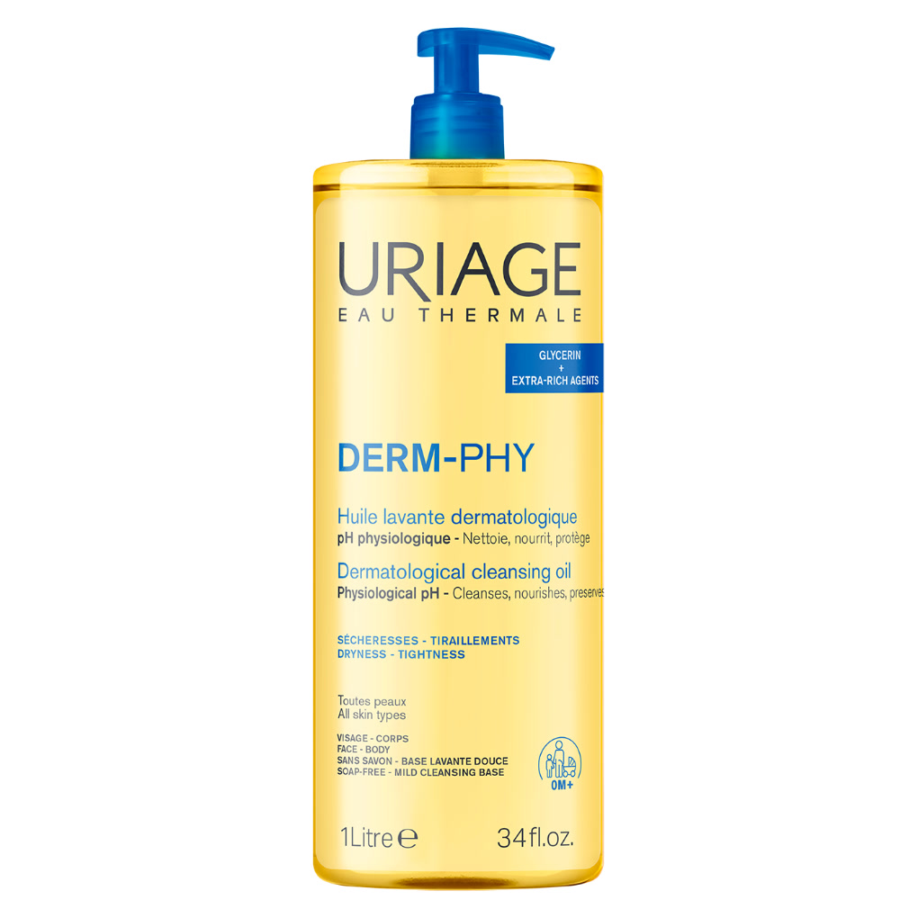 Uriage Derm-Phy - Olio Lavante Dermatologico Viso E Corpo Per Pelle Sensibile 1 Litro