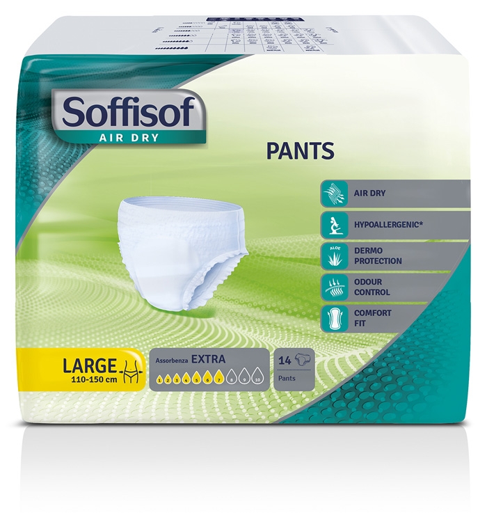 Soffisof Air Dry Pants Extra - Mutandina assorbente per incontinenza - Taglia Large - 14 pezzi