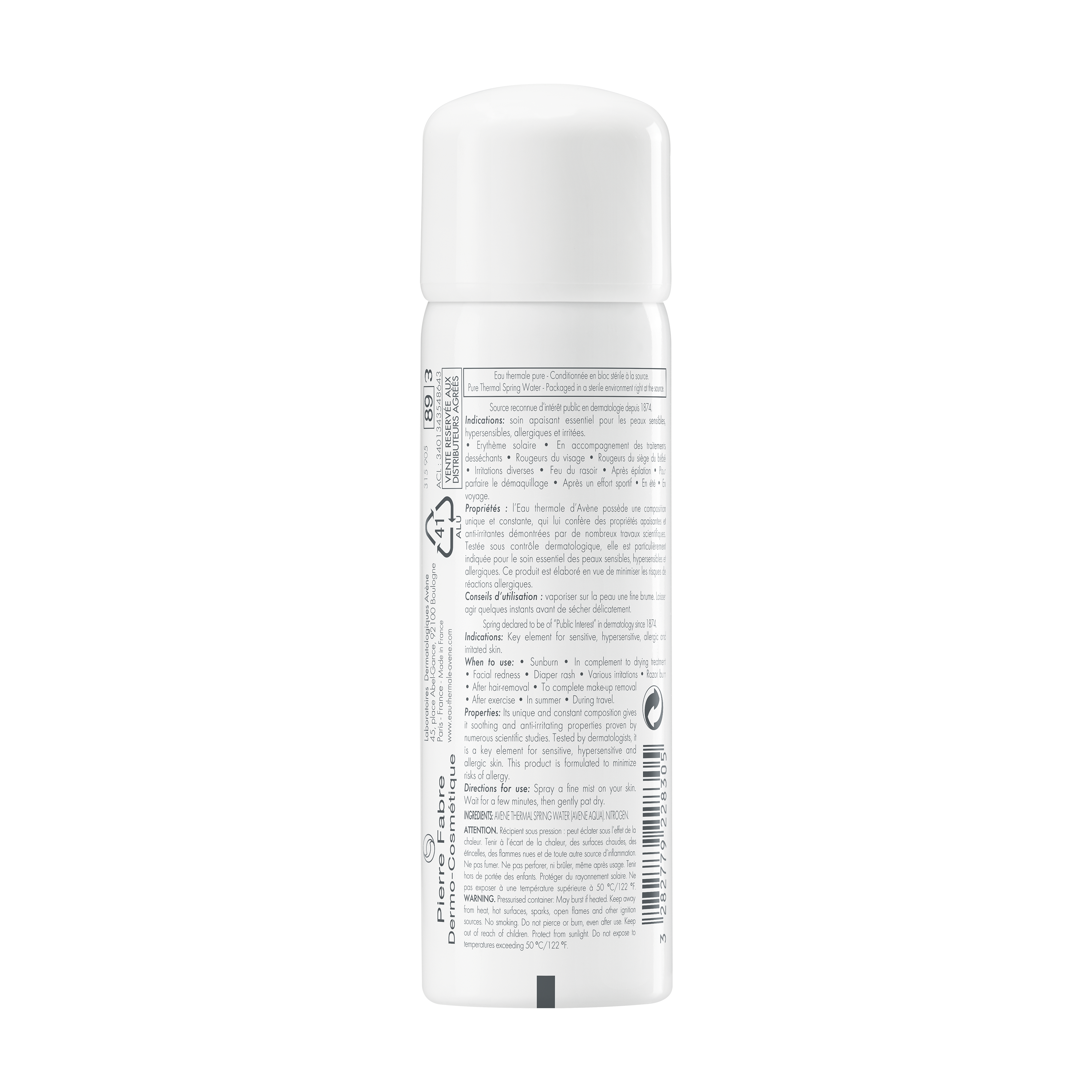 Eau thermale Avène Acqua termale spray, lenitiva, pelle sensibile, allergica e irritabile, 50ml 