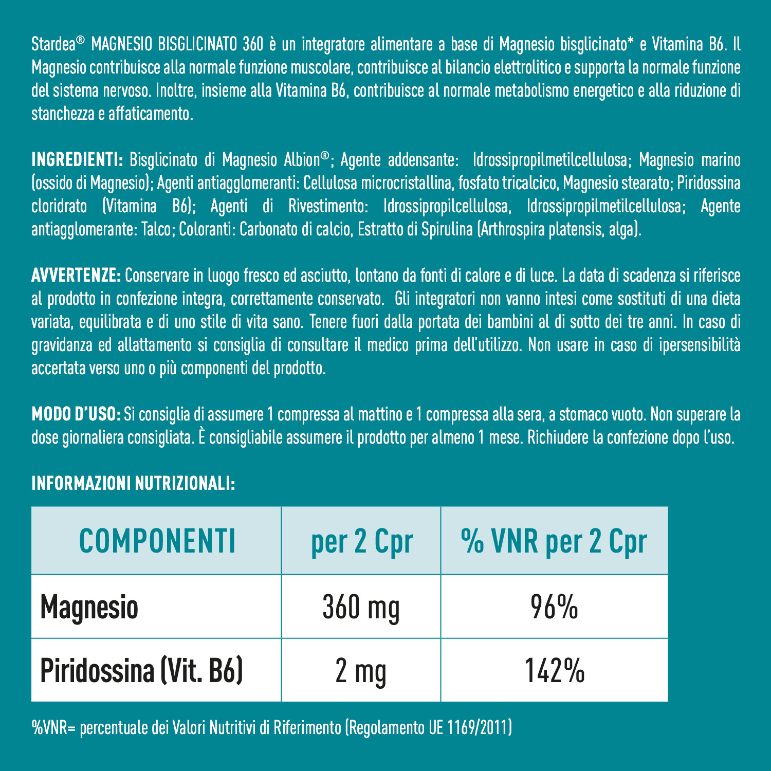 STARDEA MAGNESIO BISGLICINATO 360 - Compresse INTEGRATORE ALIMENTARE 