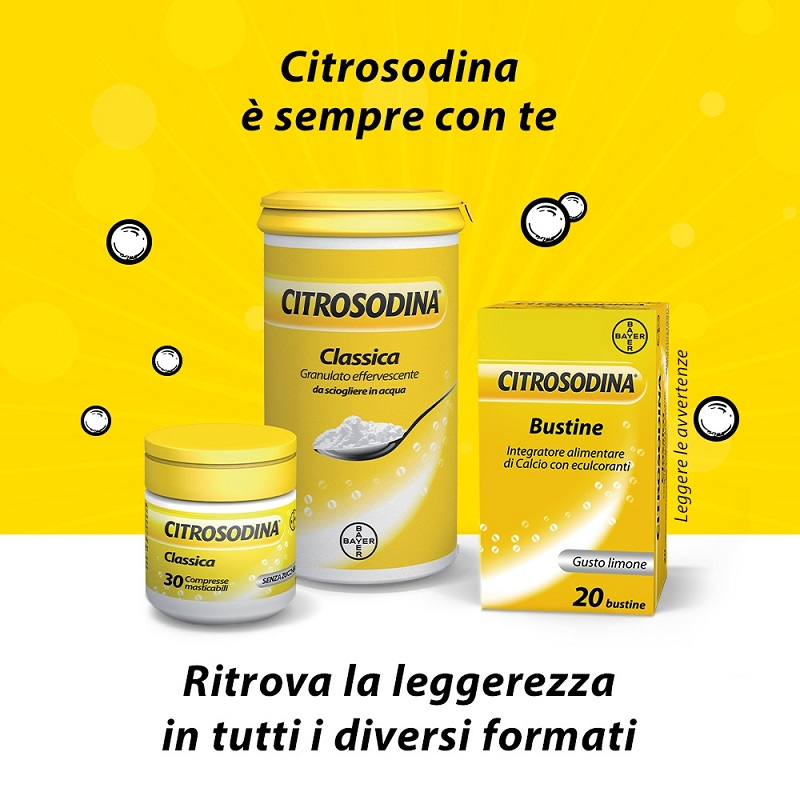 Citrosodina Granulato Effervescente, con Sodio Bicarbonato e Acido Citrico, Digestivo contro Pesantezza di Stomaco, Gusto Limone, 150 gr