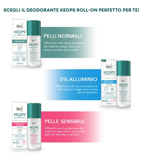 Roc KEOPS Deodorante Roll-On Sensitive Pelle Sensibile 30mL