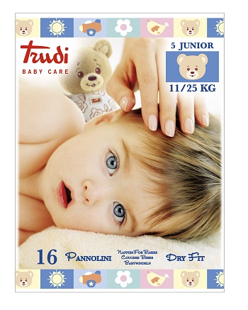 Trudi Baby Care Junior Pannolini Assorbenti Antirritazioni 11-25 Kg 16 Pezzi
