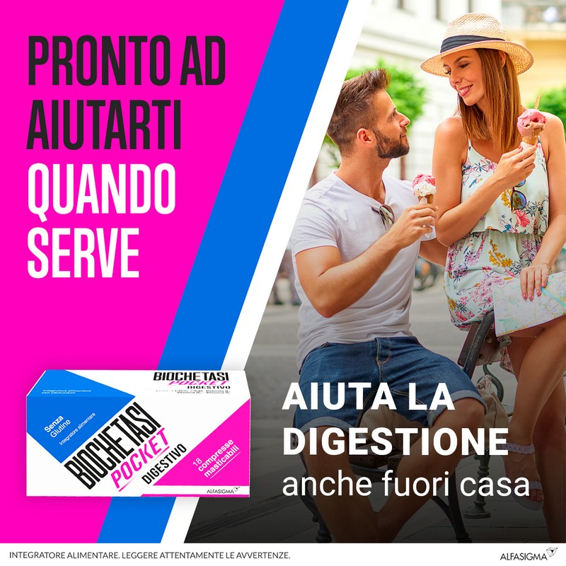 Biochetasi Pocket Integratore Digestivo, ideale in caso di acidità  e bruciore di stomaco - 18 Compresse Masticabili