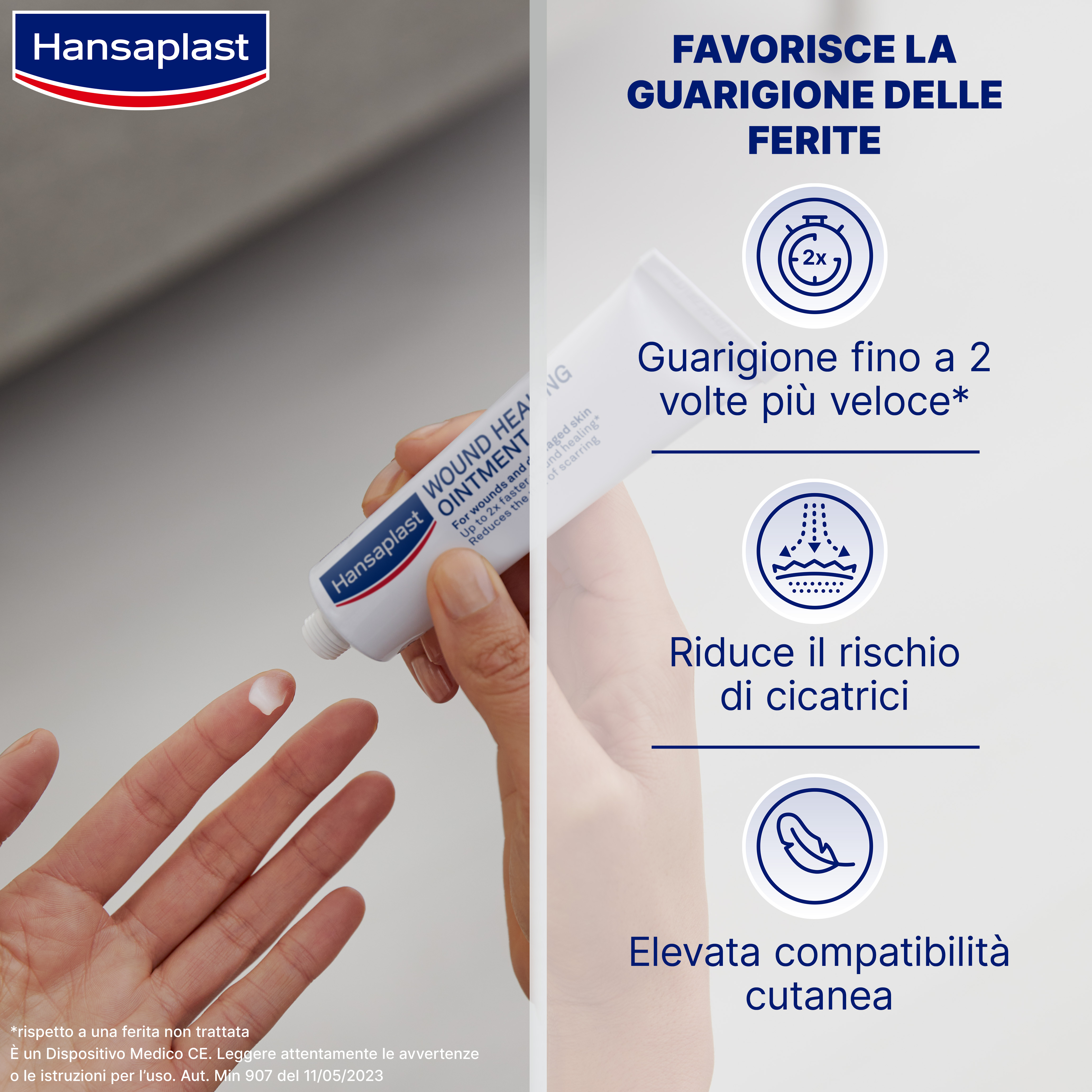 Hansaplast Pomata Cicatrizzante per Ferite 20 g, Crema cicatrici per ferite e pelle danneggiata
