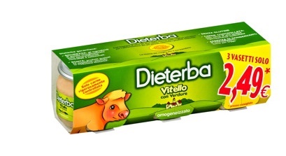 Dieterba Omogenizzato Vitello 3 Vasetti da 80 g