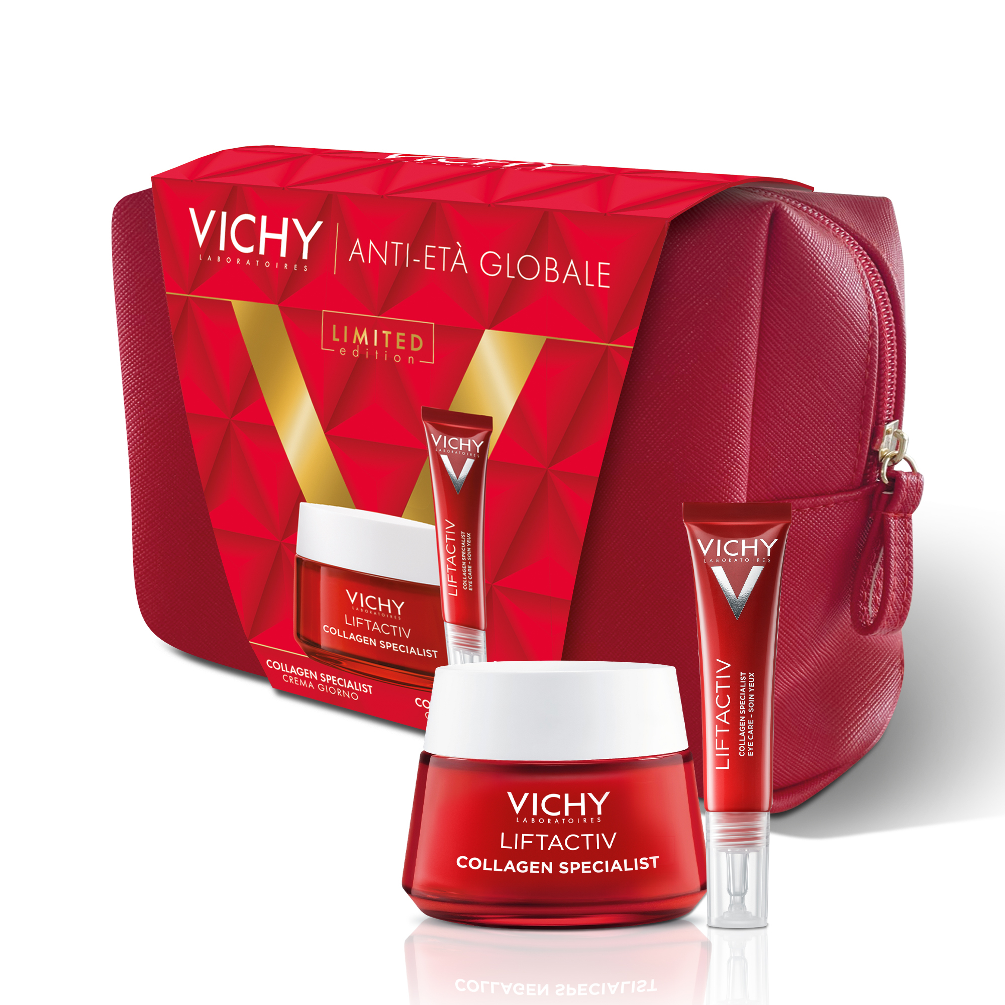 Vichy Pochette Regalo per un effetto Anti-Età Global con Crema Giorno Liftactiv Collagen Specialist 50 ml + Contorno Occhi 15 ml