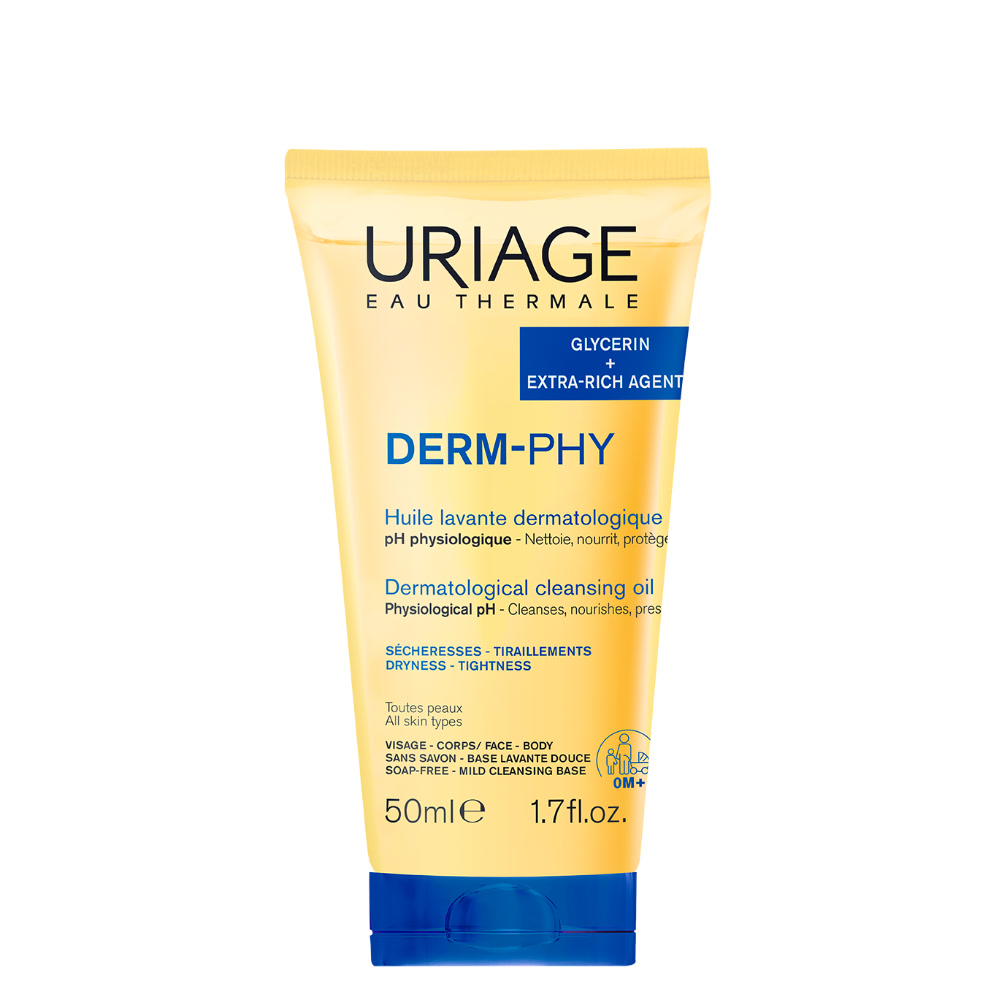 Uriage Derm-Phy - Olio Lavante Dermatologico Viso E Corpo Per Pelle Sensibile 50 ml