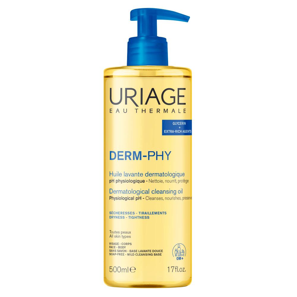 Uriage Derm-Phy - Olio Lavante Dermatologico Viso E Corpo Per Pelle Sensibile 500 ml