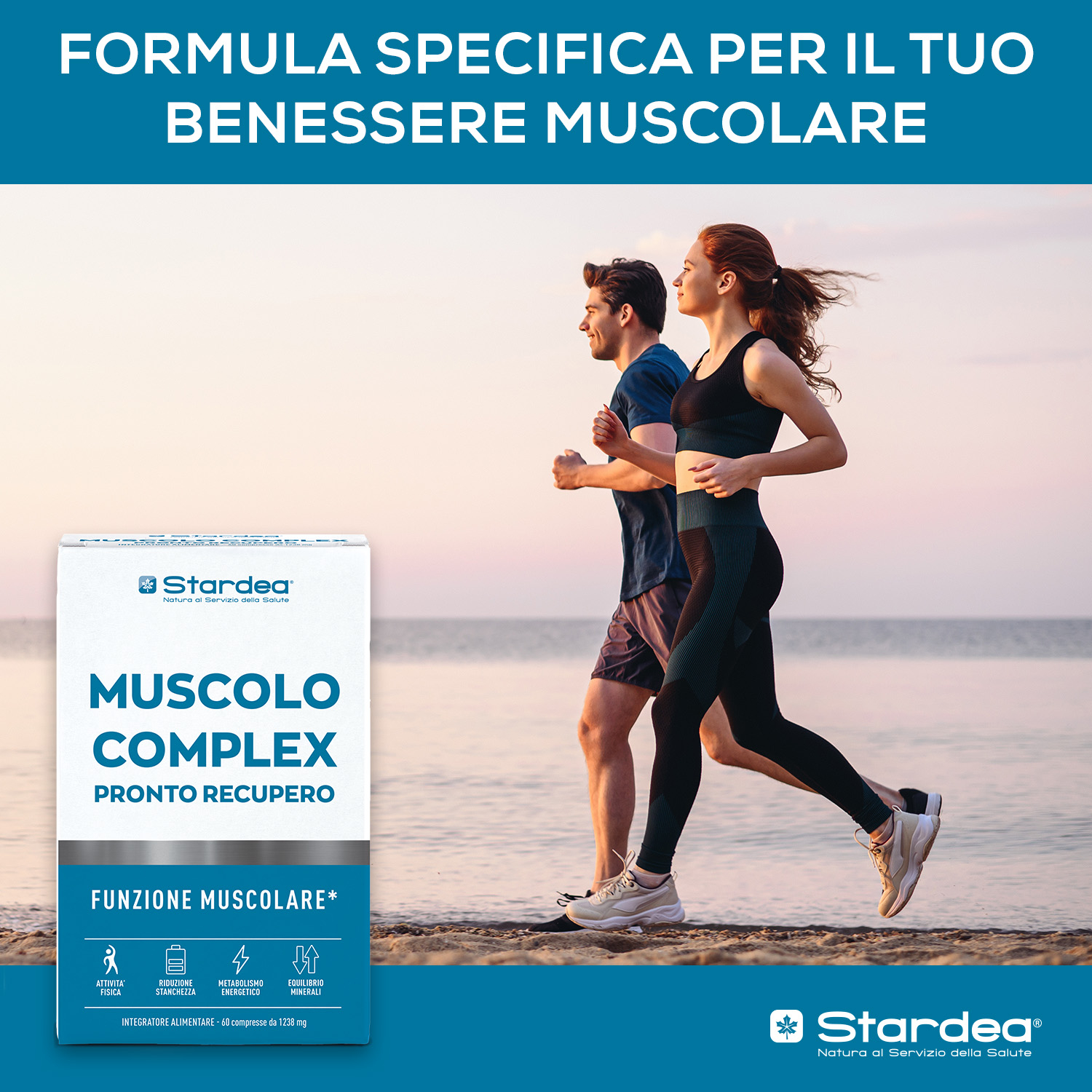 STARDEA MUSCOLO COMPLEX PRONTO RECUPERO Compresse - integratore alimentare a base di Potassio, Magnesio, Rame e Selenio con Vitamine B6, B1 e B12.