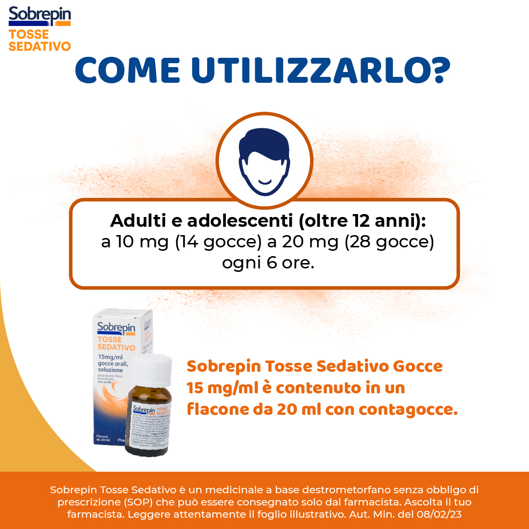 SOBREPIN TOSSE SECCA SEDATIVO SOLUZIONE ORALE 20 ML 15 MG/ML