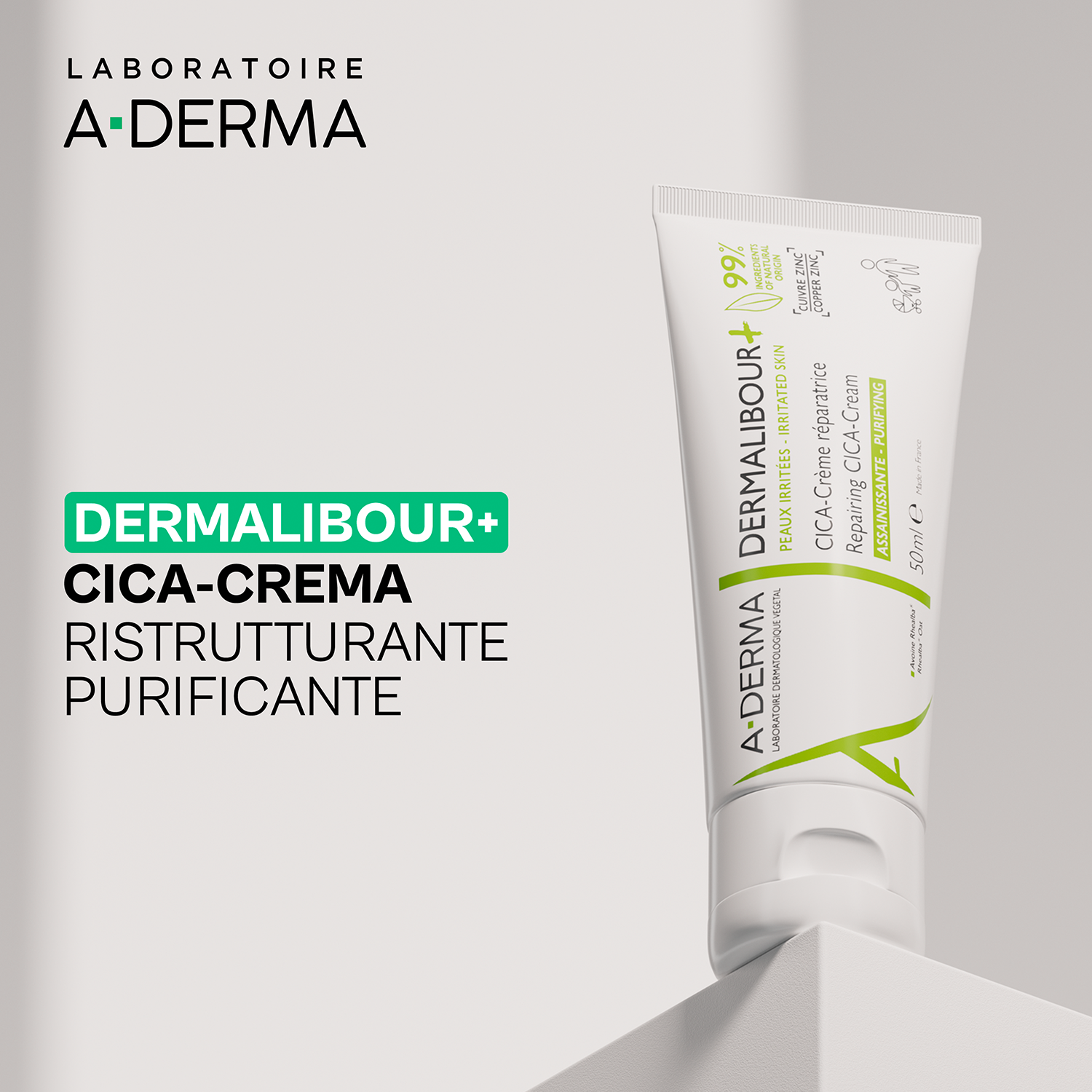 A-Derma Dermalibour+ - Cica Crema Ristrutturante Purificante Per Pelle Irritata E Fragile 50 ml 