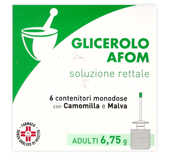 Glicerolo Afom Adulti 6,75g Soluzione Rettale 6 Contenitori Monodose con Camomilla e Malva