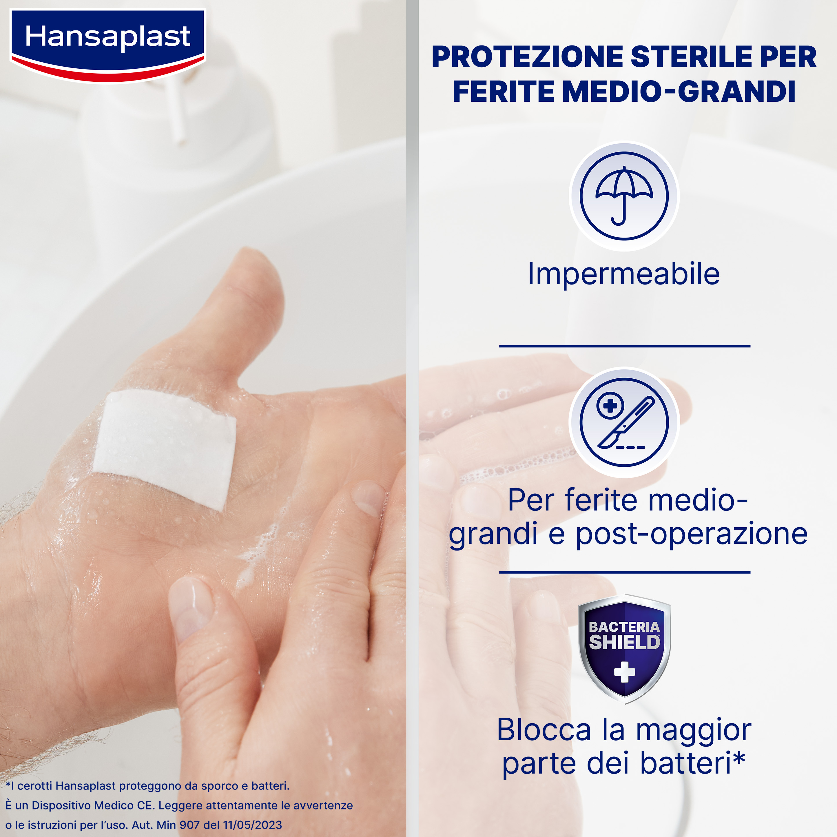 Hansaplast Cerotti Aqua Protect XL, Cerotti impermeabili per grandi ferite, 5 pezzi da 6 x 7 cm