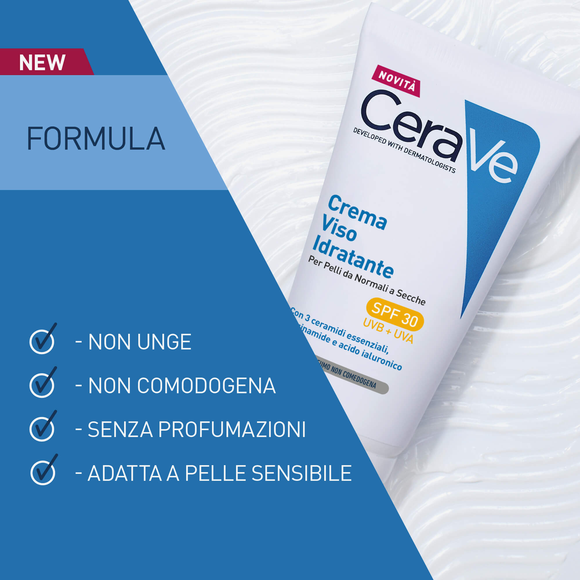 CeraVe Crema Viso Idratante SPF30 24 ore con acido ialuronico 52 ml