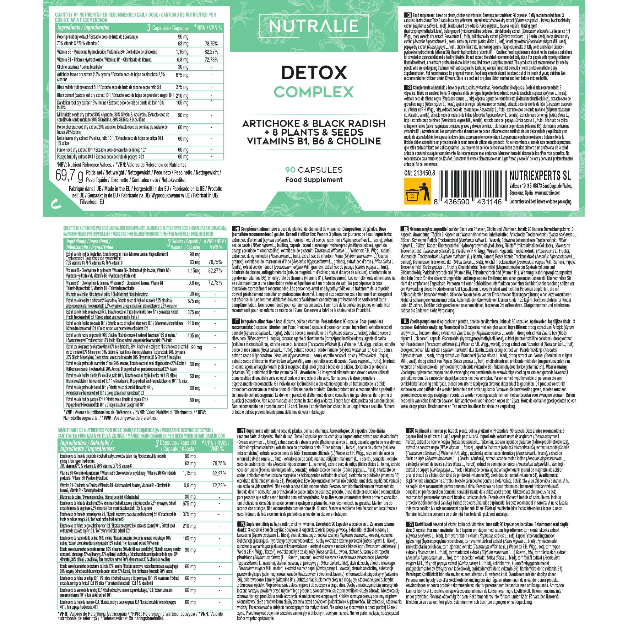 Nutralie Detox Complex 90 Capsule - Integratore Per Il Metabolismo Energetico