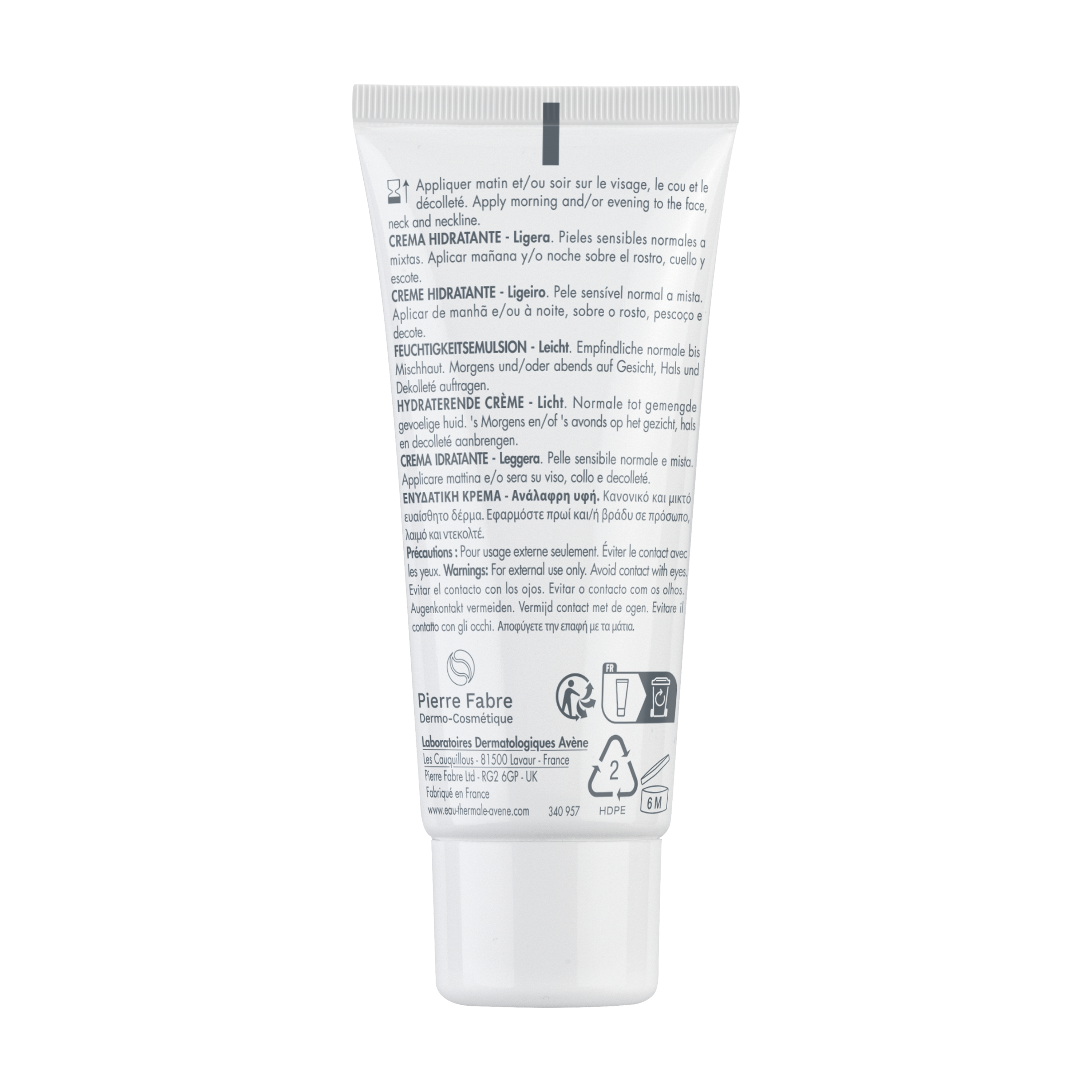 Eau Thermale Avène Hydrance Crema Idratante Leggera, 24h  Idratazione, con Acqua termale, Pelle sensibile disidratata, 40ml 