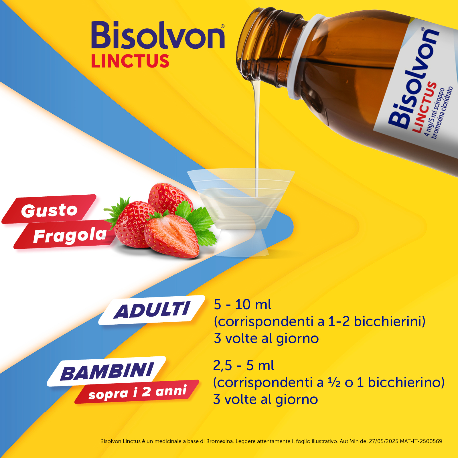 Bisolvon Linctus - Sciroppo per la tosse grassa dei bambini - aroma fragola - 200 ml