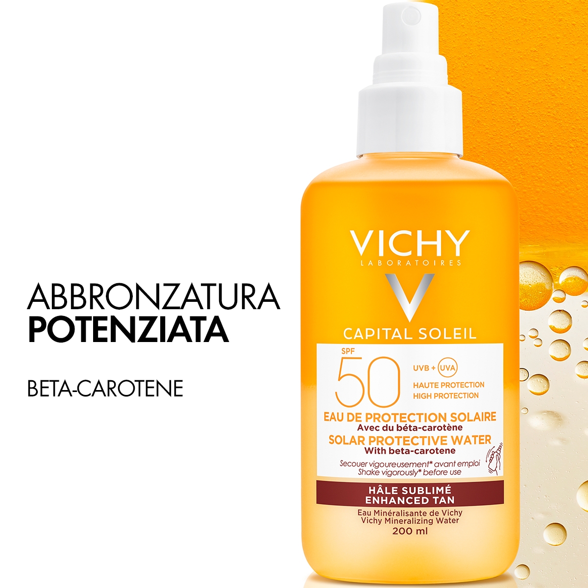 Vichy Capital Soleil Acqua Solare Spray Corpo per Abbronzatura Intensa 50 SPF 200 ml