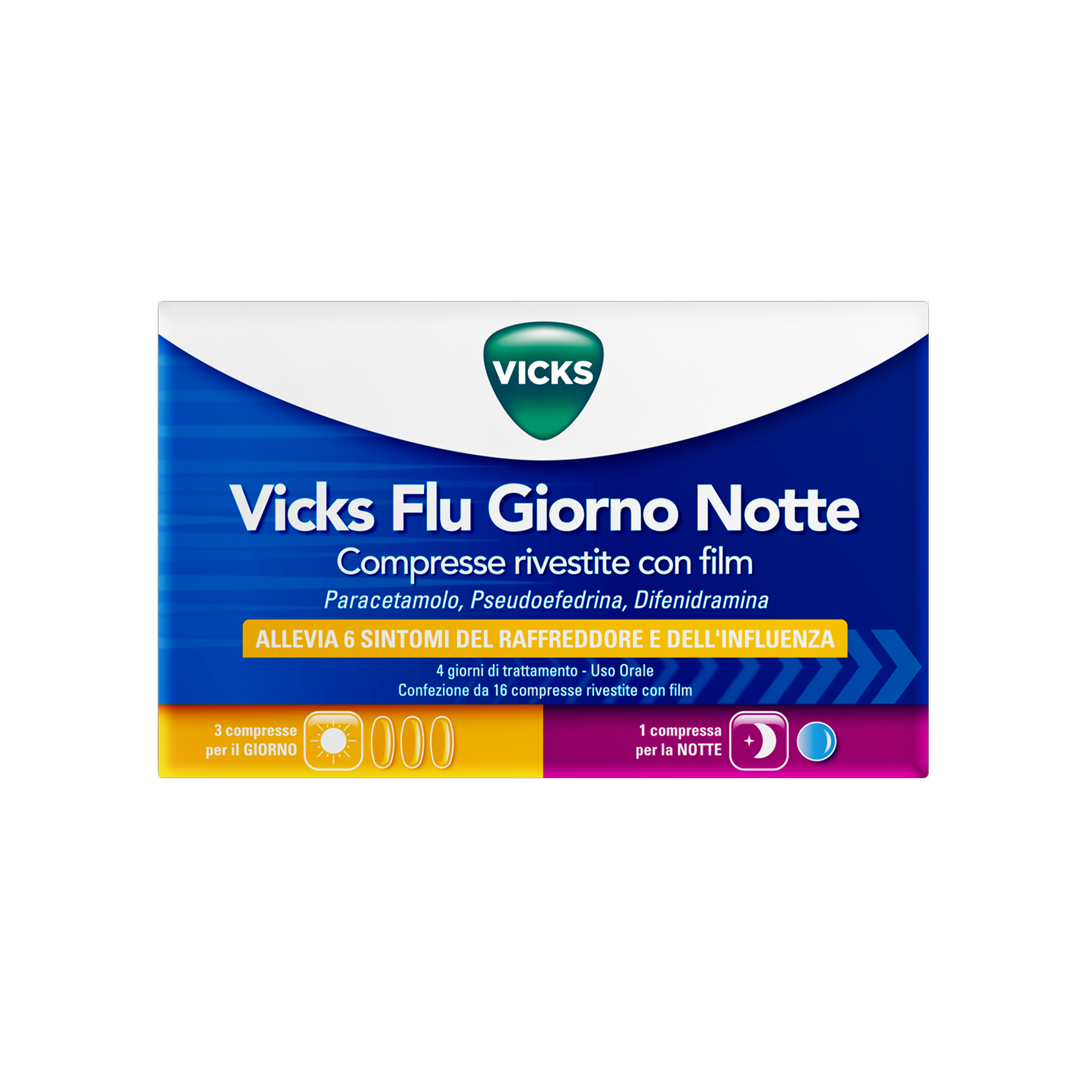 VICKS FLU GIORNO NOTTE*12+4CPR 