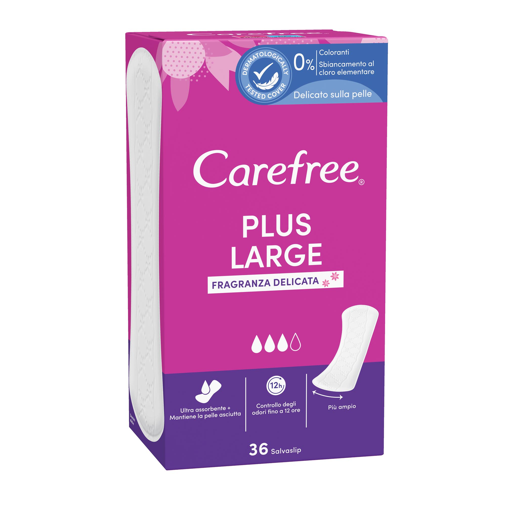 Carefree - Salvaslip Plus Large Fragranza delicata ,36 pezzi