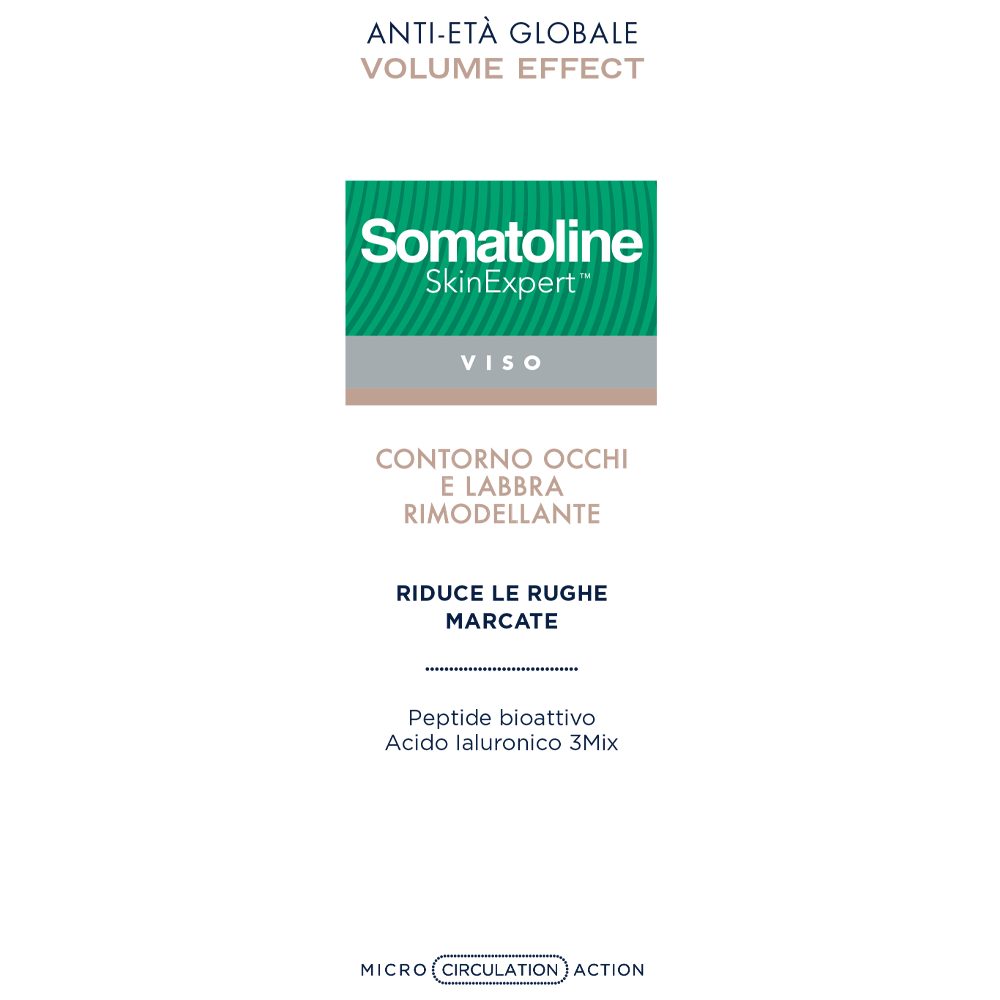Somatoline SkinExpert, Volume Effect Occhi e Labbra Levigante Anti-Age, Contorno Occhi   Anti-età,  Biopeptidi   15ml