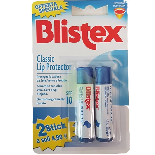 Blistex Classic Lip Protector SFP10 Balsamo Labbra 2 Stick pacco doppio