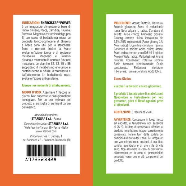 Energistar Power Integratore Energetico 6 Flaconcini
