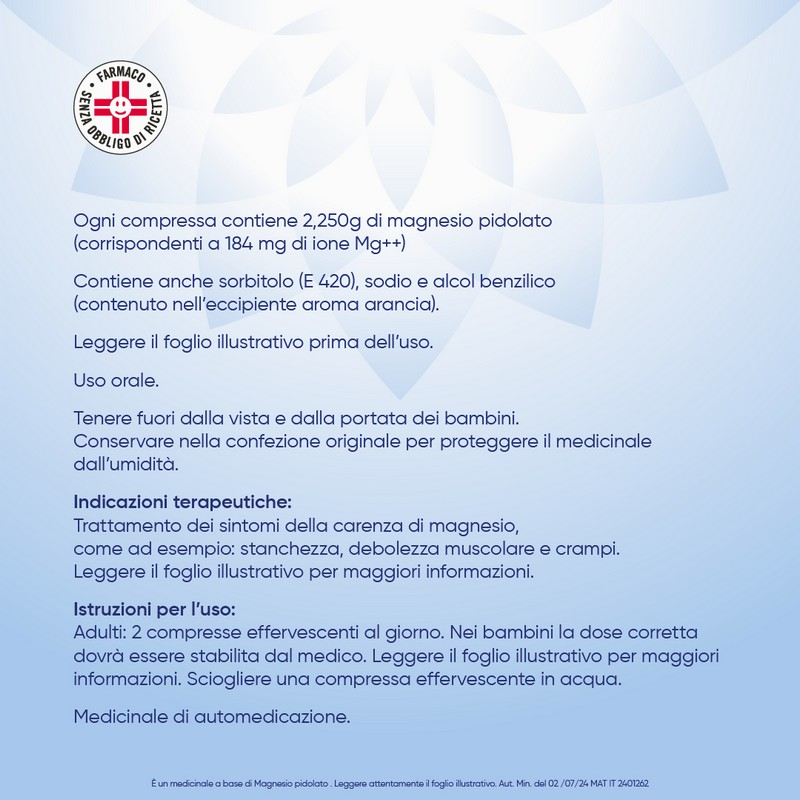 Mag2 Compresse Effervescenti 2,25g Magnesio Pidolato 20 Compresse