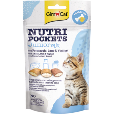 GIMBORN GIMCAT GATTO SNACK NUTRI POCKETS JUNIOR MIX FORMAGGIO LATTE YOGURT 60GR