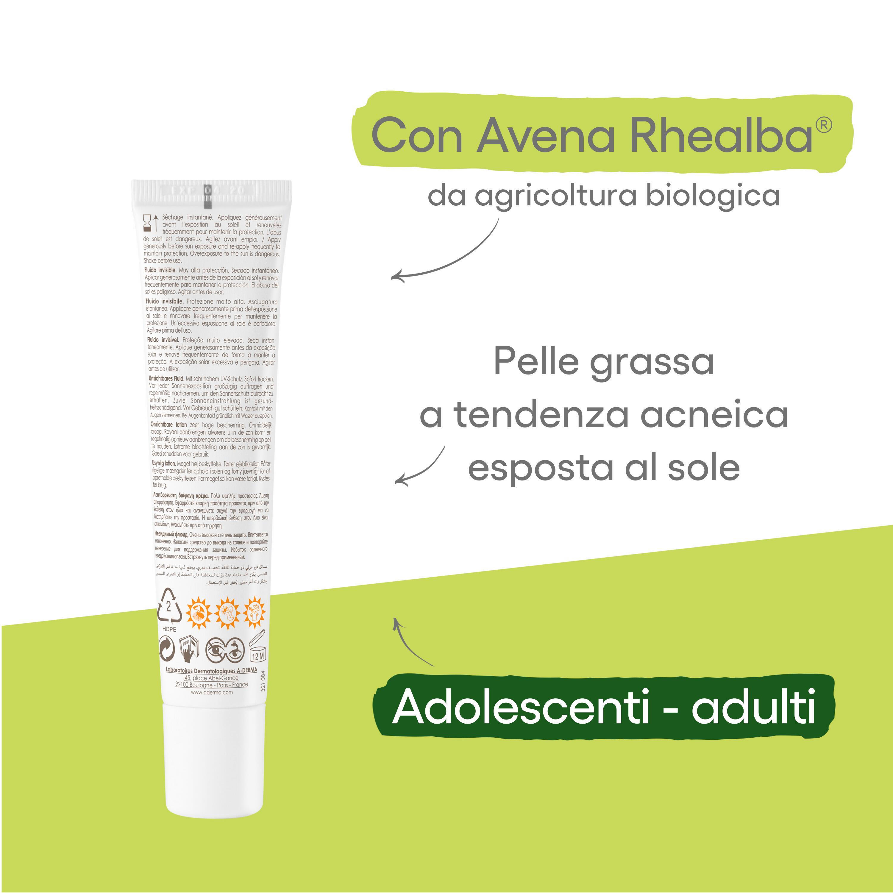 A-DERMA Protect Fluido Solare Viso Invisibile SPF 50+ 40ML