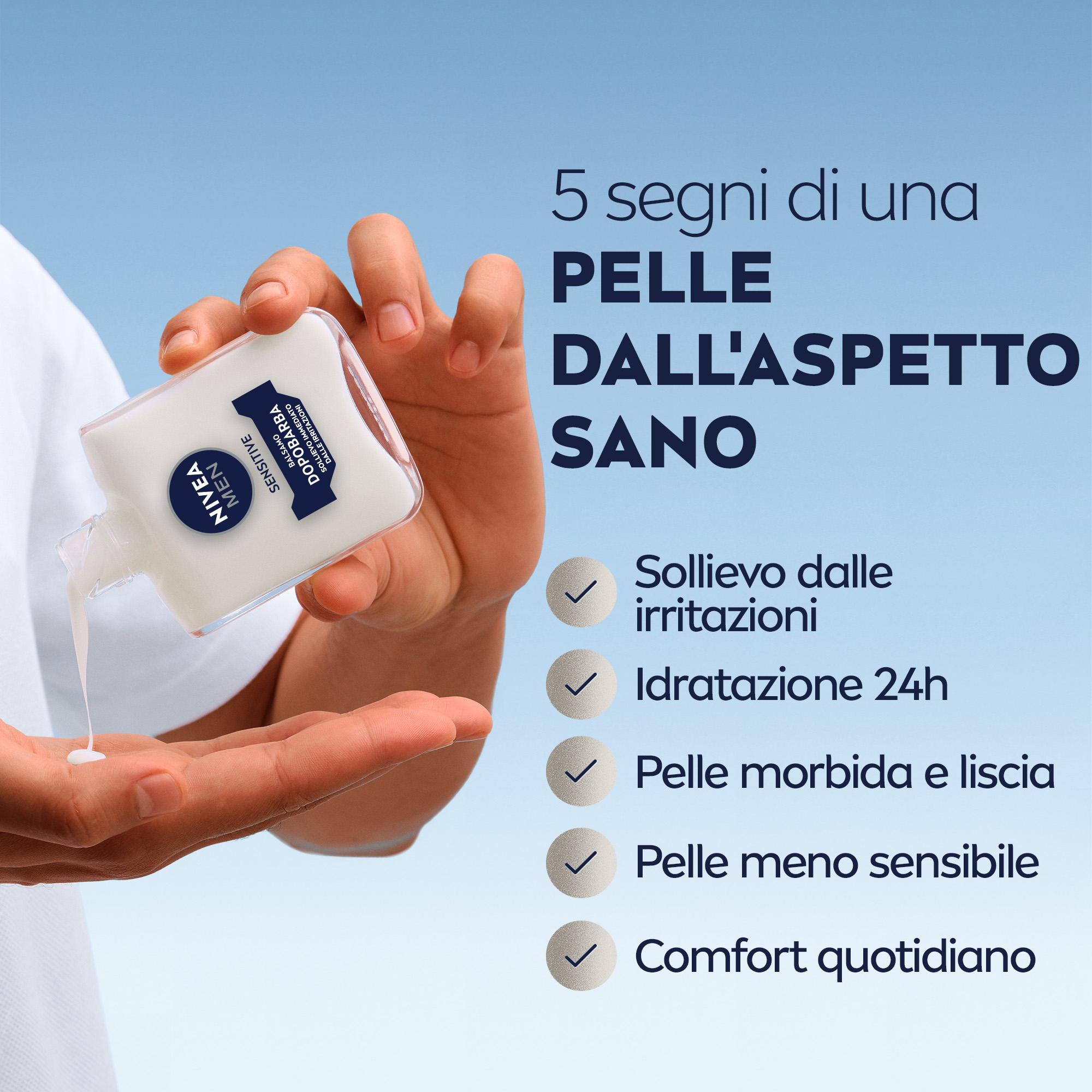 Nivea Men Sensitive Balsamo Dopobarba Uomo 100 ml, Dopobarba uomo lenitivo per pelli sensibili