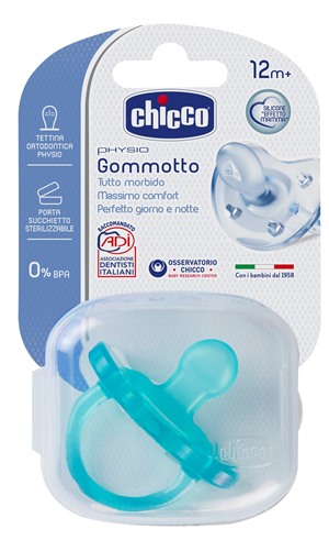 Chicco Physio Soft Gommotto Ciuccio Blu In Silicone 12m+