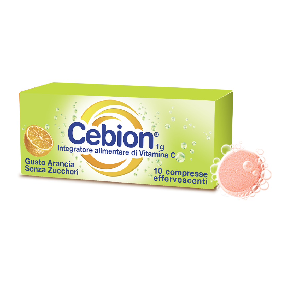 Cebion Effervescente Senza Zucchero - Integratore di Vitamina C - gusto arancia - 10 compresse
