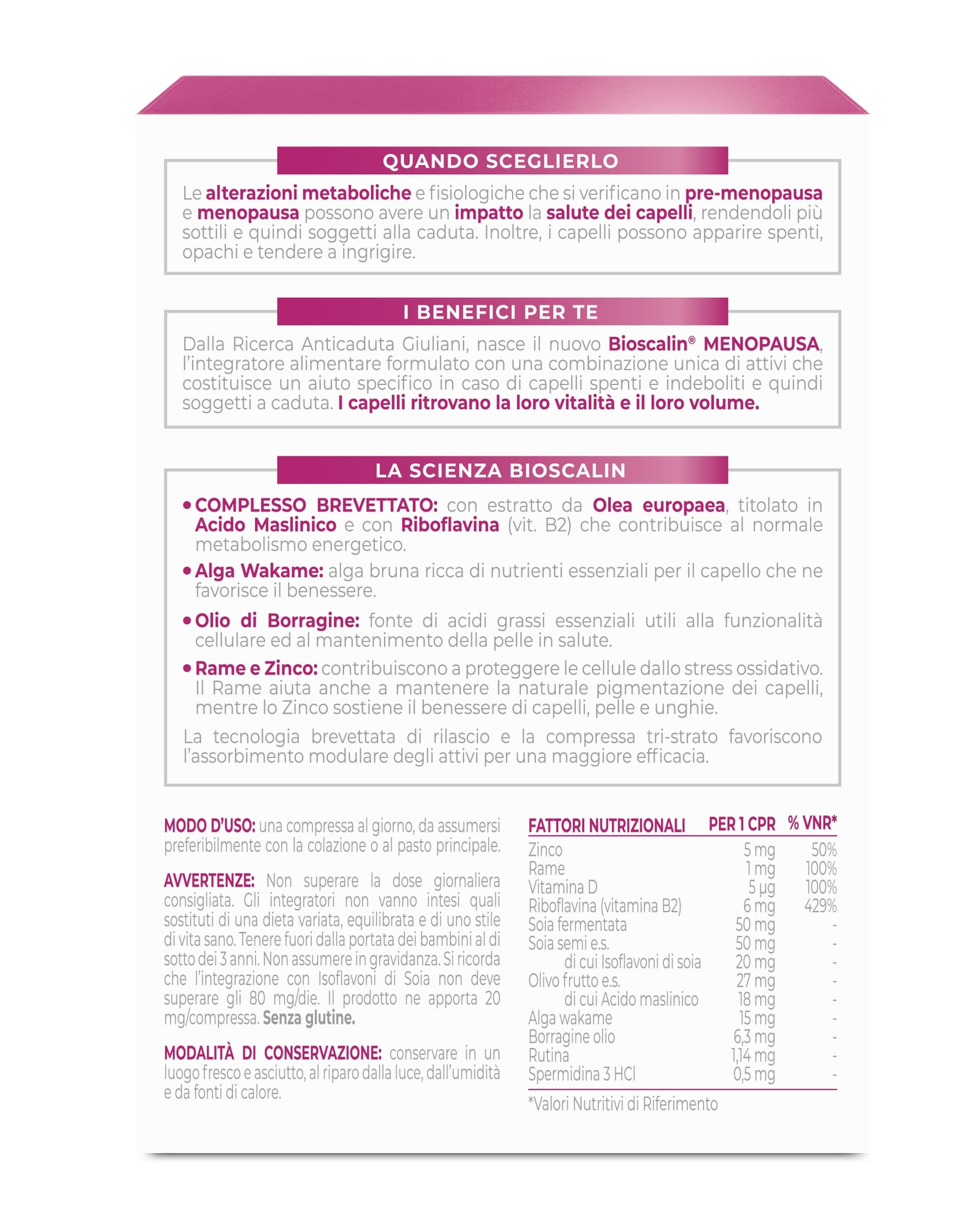 Bioscalin - Menopausa - Integratore per capelli in compresse