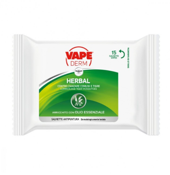 Vape Derm Herbal Antipuntura Salviette 15 pezzi