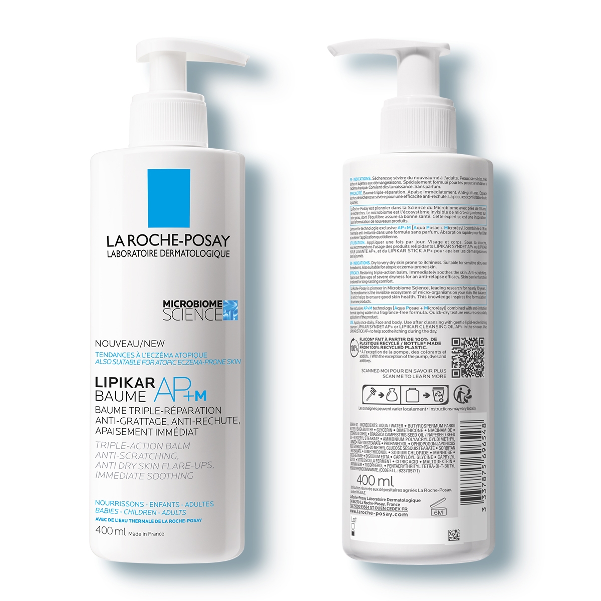 La Roche Posay Lipikar Crema corpo Balsamo riparatore tripla azione (anti-prurito, anti-ricomparsa, sollievo immediato) 400 ml 