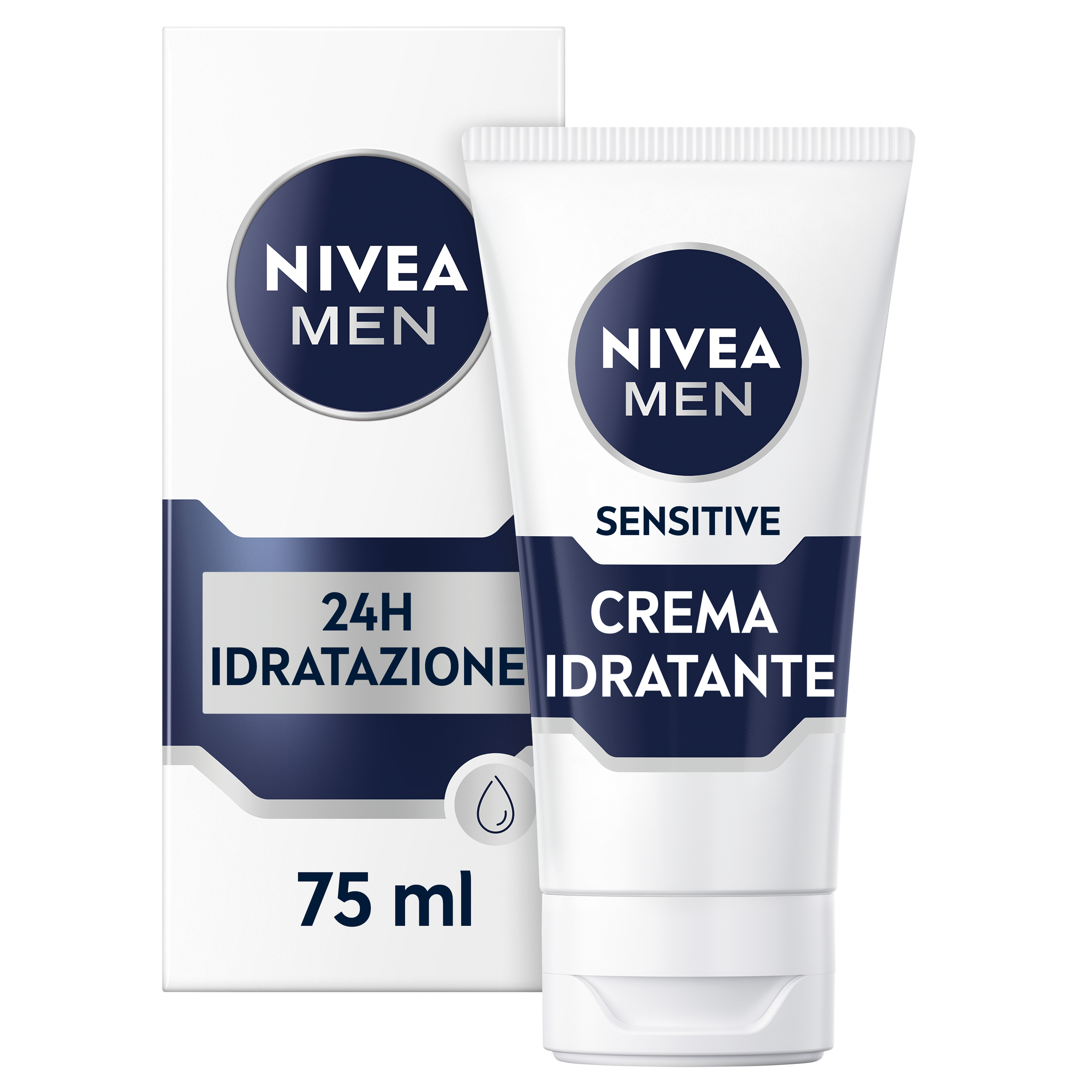 Nivea Men Sensitive Crema Idratante 75 ml, Crema viso uomo lenitiva per pelli sensibili e delicate