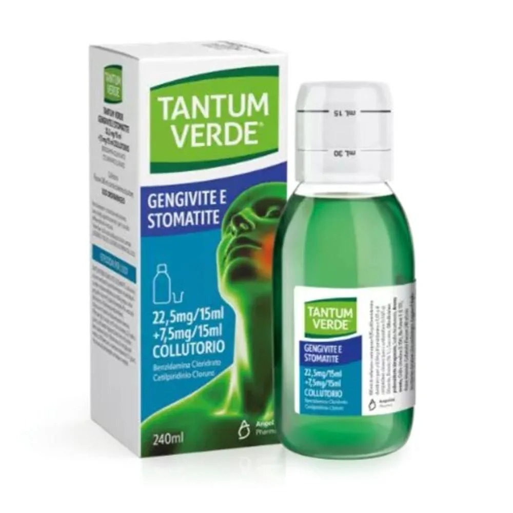 Tantum Verde Gengivite E Stomatite - Collutorio Antisettico, Antinfiammatorio E Analgesico Per Bocca E Gengive 240 ml