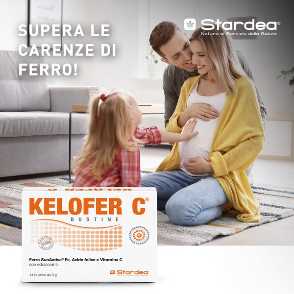 Kelofer C Integratore di Ferro Acido Folico e Vitamina C 14 Bustine