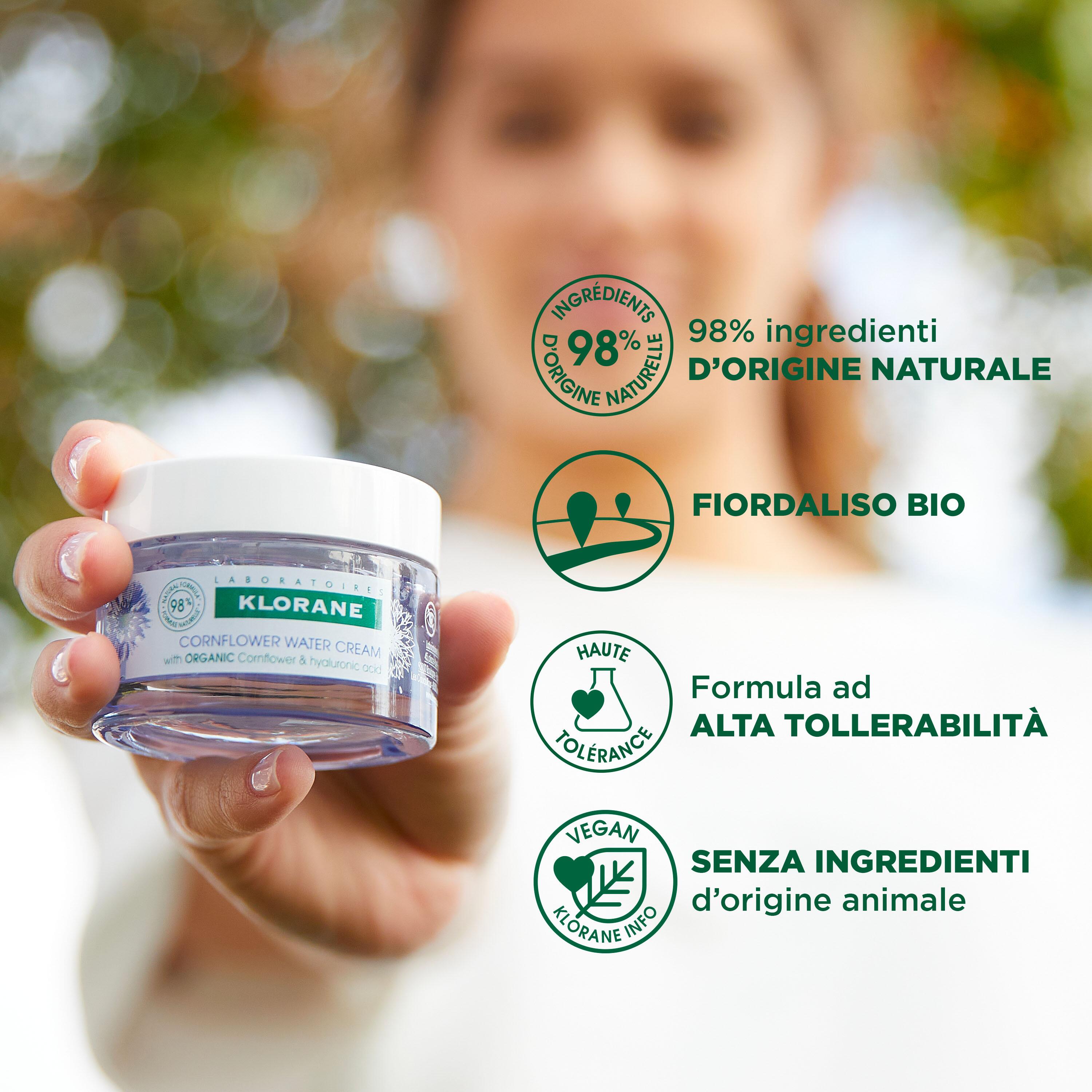 Klorane - Crema D'Acqua Di Fiordaliso Bio Idratante, Rimpolpante E Illuminante Viso E Occhi 50 ml