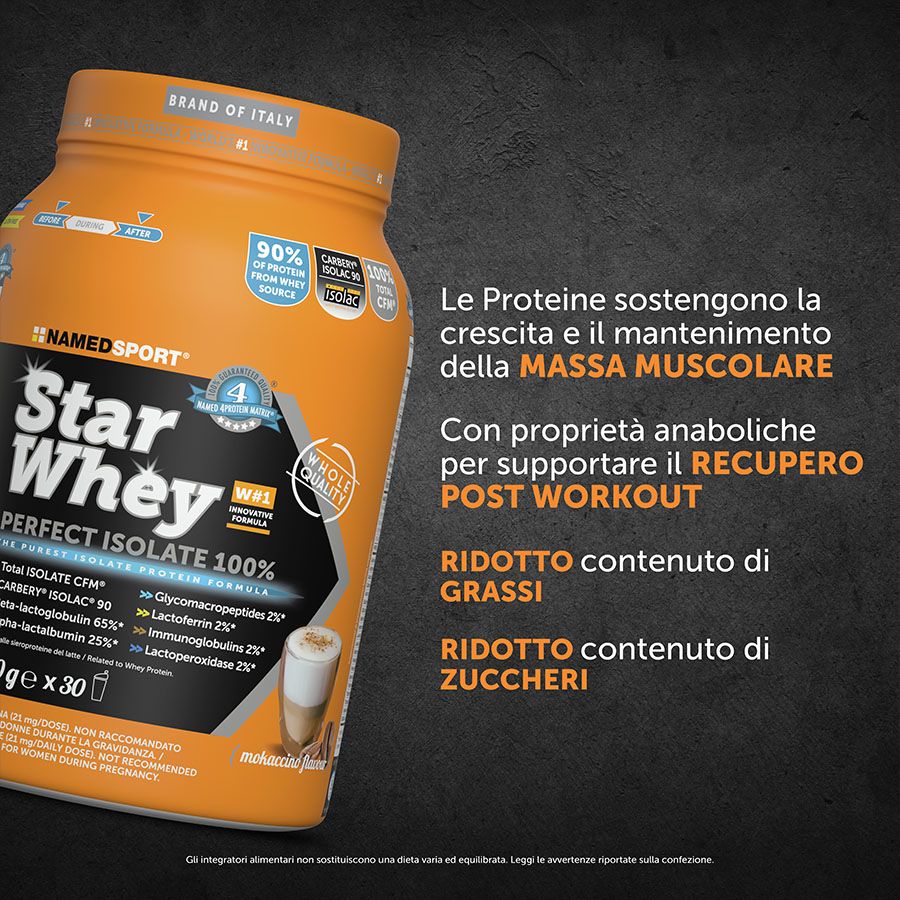 Named Sport Star Whey Isolate Gusto Mokaccino Cream 750 g - Proteine Del Siero Del Latte Isolate In Polvere