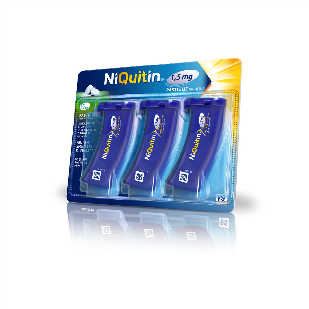 NiQuitin 1,5 mg Nicotina Mini Pastiglie Per Smettere di Fumare Gusto Menta 3 Astucci