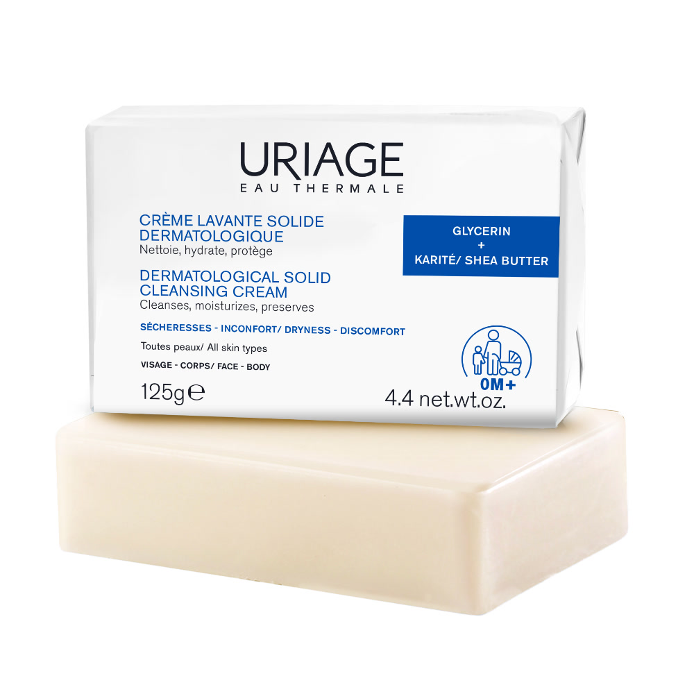 Uriage Derm-Phy - Crema Doccia Lavante Dermatologica - Sapone Solido Viso E Corpo 125 g