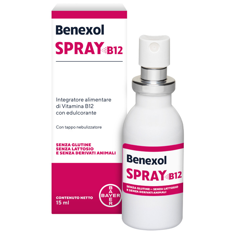Benexol Spray Integratore alimentare di Vitamina B12 ad Alto Dosaggio, con Edulcorante, Flacone da 15ml