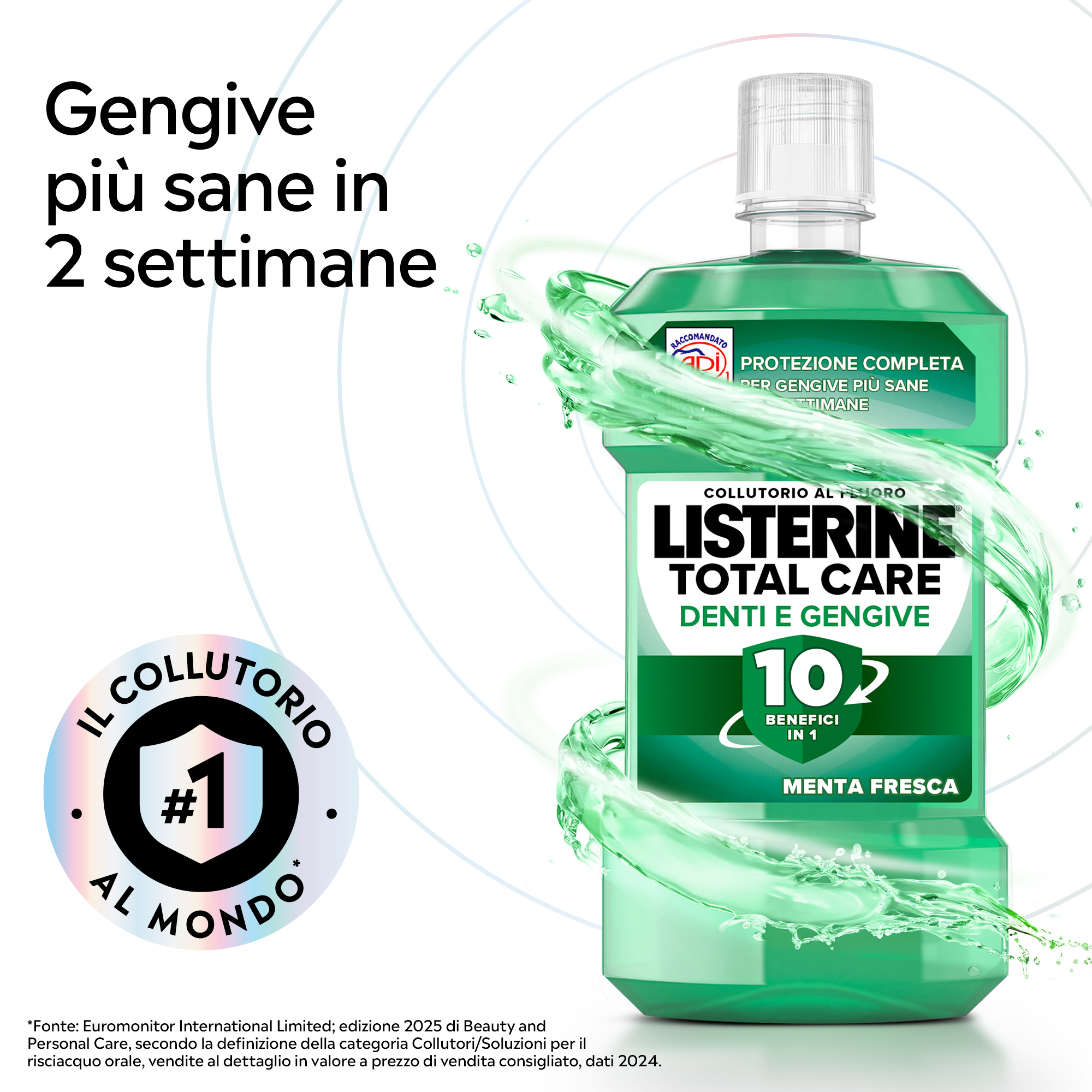 LISTERINE, Collutorio, Difesa Denti e Gengive, Tripla Azione, Denti più Forti, Gengive più Sane, 500ml