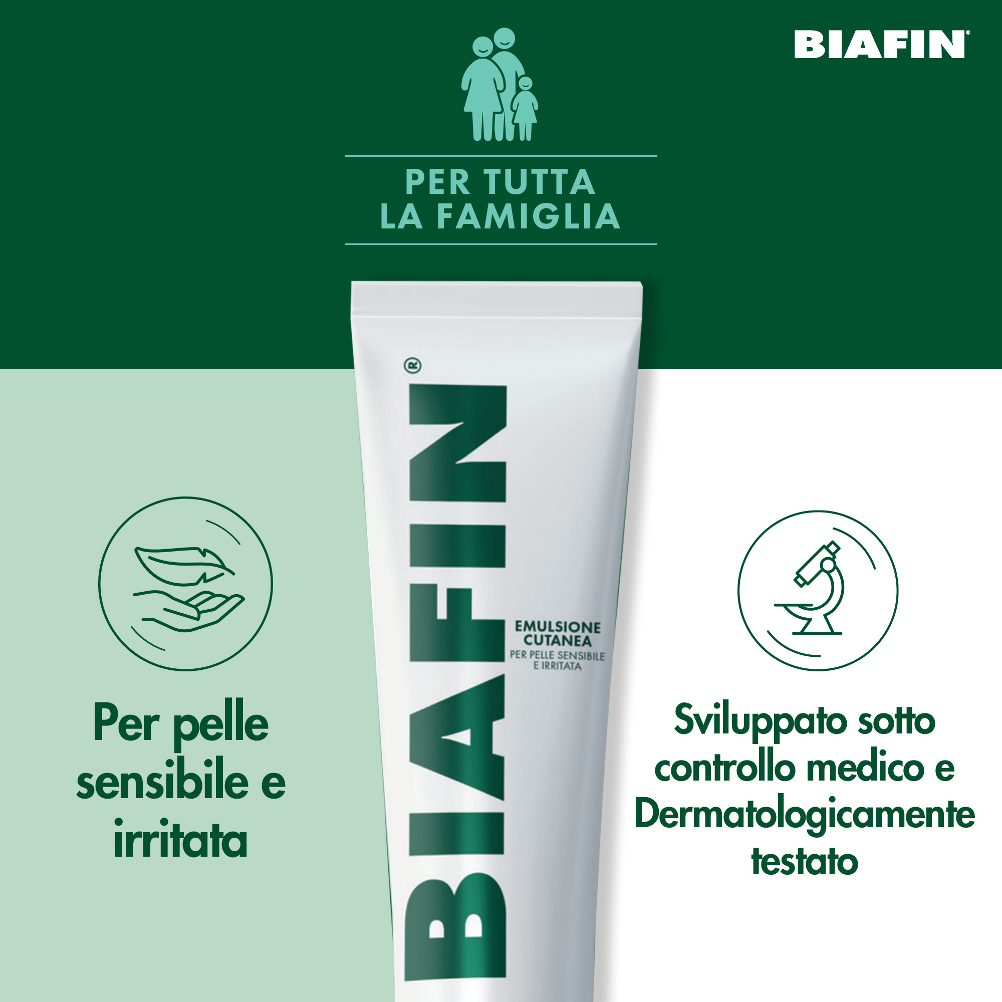 Biafin Emulsione Cutanea Idratante Lenitiva 100 ml, Crema scottature e pelle sensibile e irritata