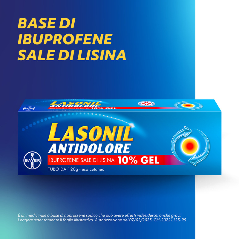Lasonil Antidolore Gel antidolorifico antinfiammatorio per il trattamento di Mal di Schiena, Dolori Muscolari e Articolari, Tubo da 120gr