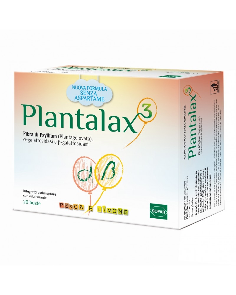 Plantalax3 - Integratore lassativo - gusto pesca e limone - 20 Bustine 