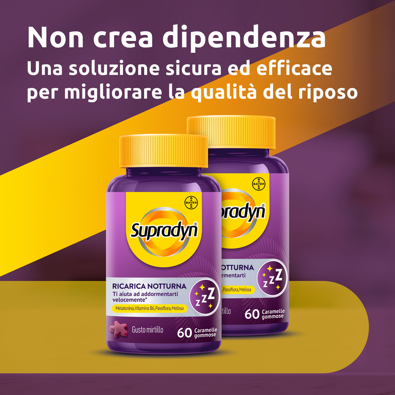 Supradyn Ricarica Notturna 120 Caramelle Gommose - Integratore Per Il Sonno Gusto Mirtillo